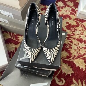 Aqua Black and White Zebra Print Women's Shoes